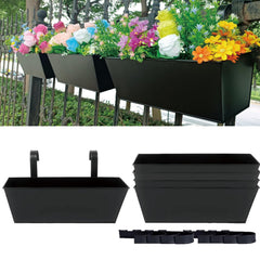 JFMAMJ front view of three railing planters showing neat planting potential