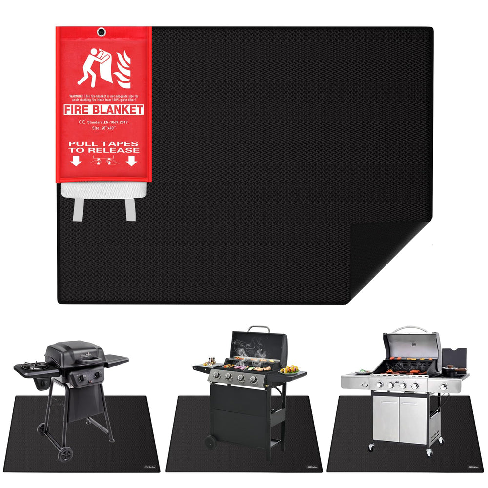 JHSafer front view grill mat protecting patio, reduces stains