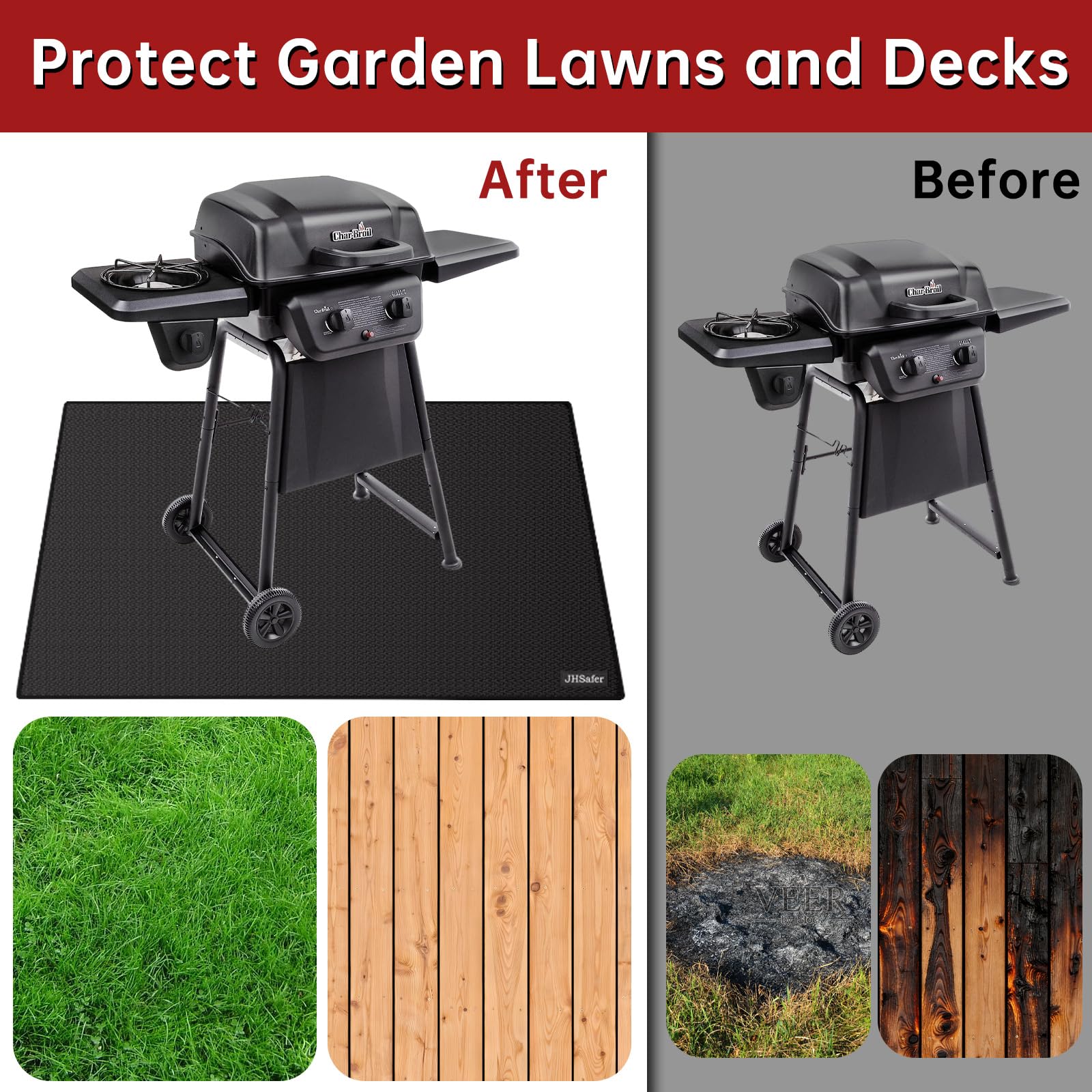 JHSafer mat protecting lawn from firepit embers and sparks