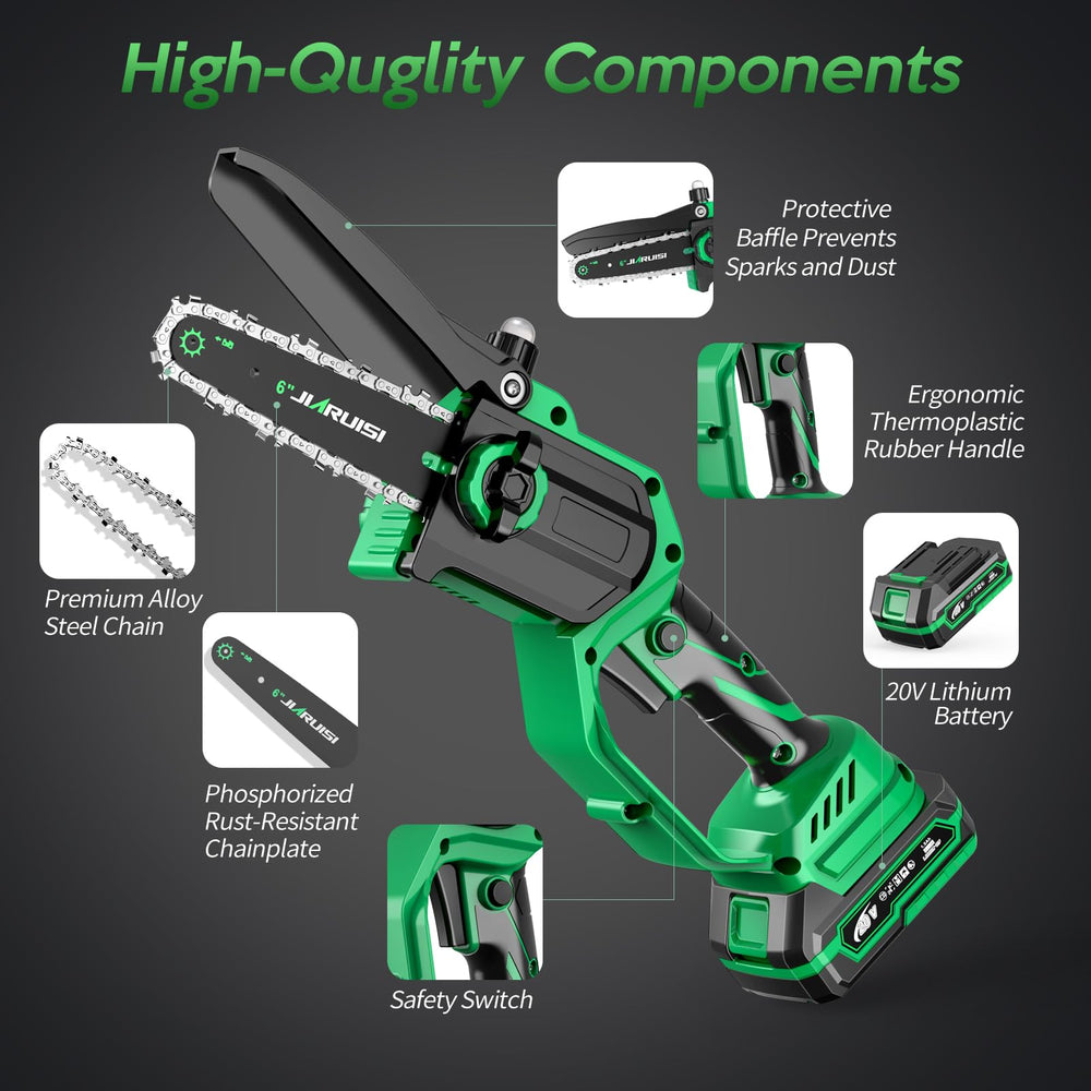 JIARUISI carrying case open with saw and accessories neatly stored, easy transport benefit