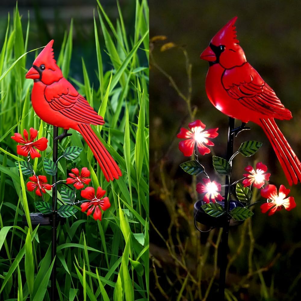 Jiasku cardinal stakes lining pathway adding color and wayfinding light