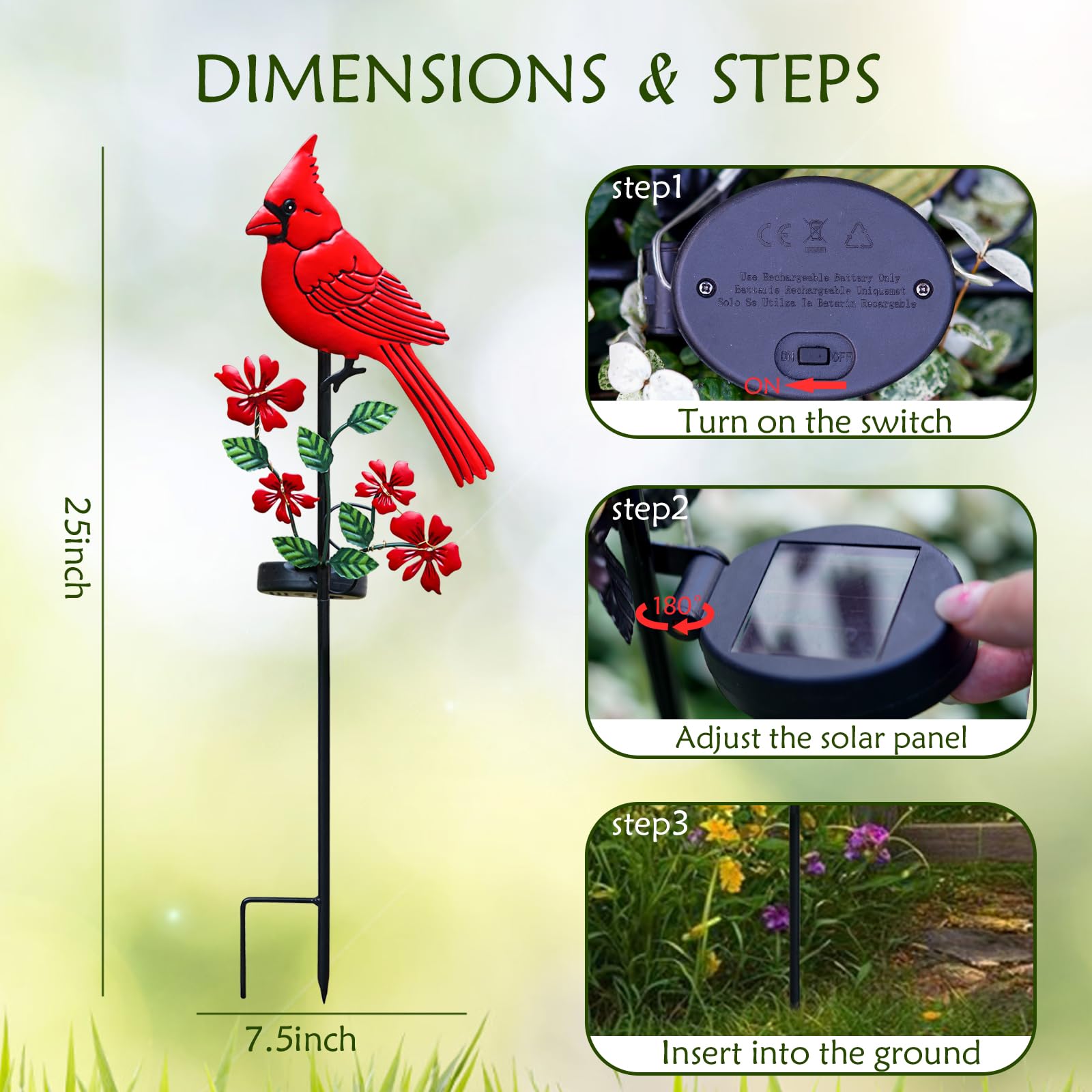 Jiasku stake installed in garden bed provides decorative accent and light