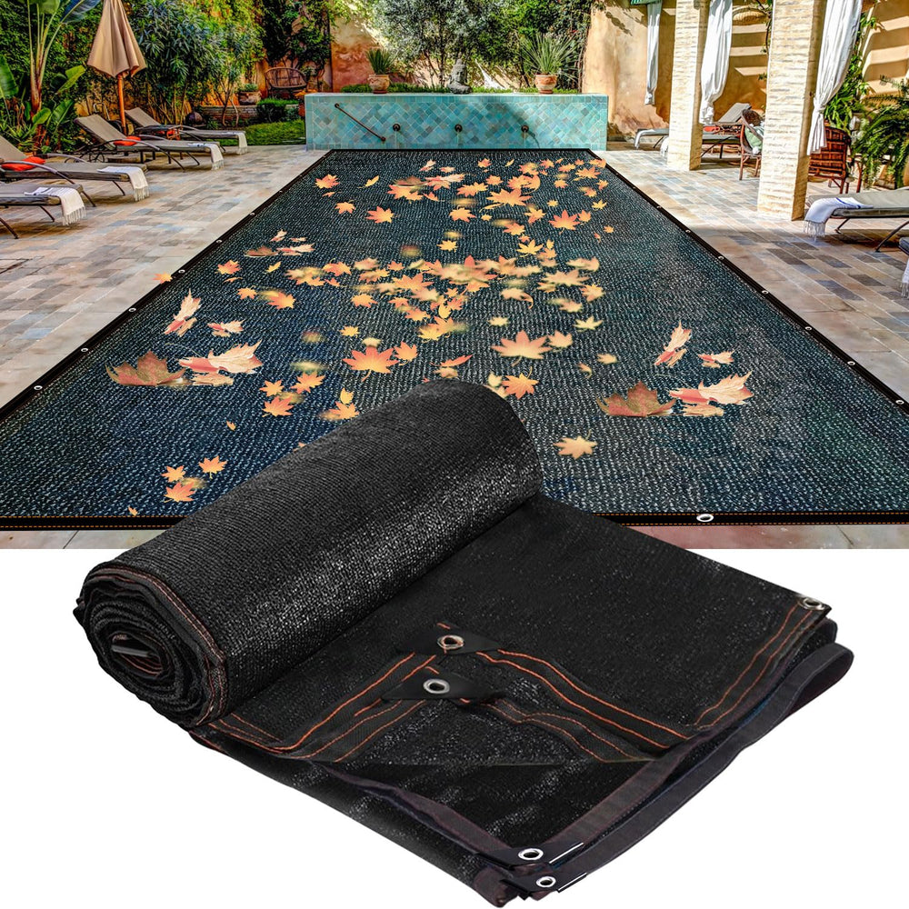 JIAYECHQI front view of 20x40 pool leaf cover showcasing full coverage benefit
