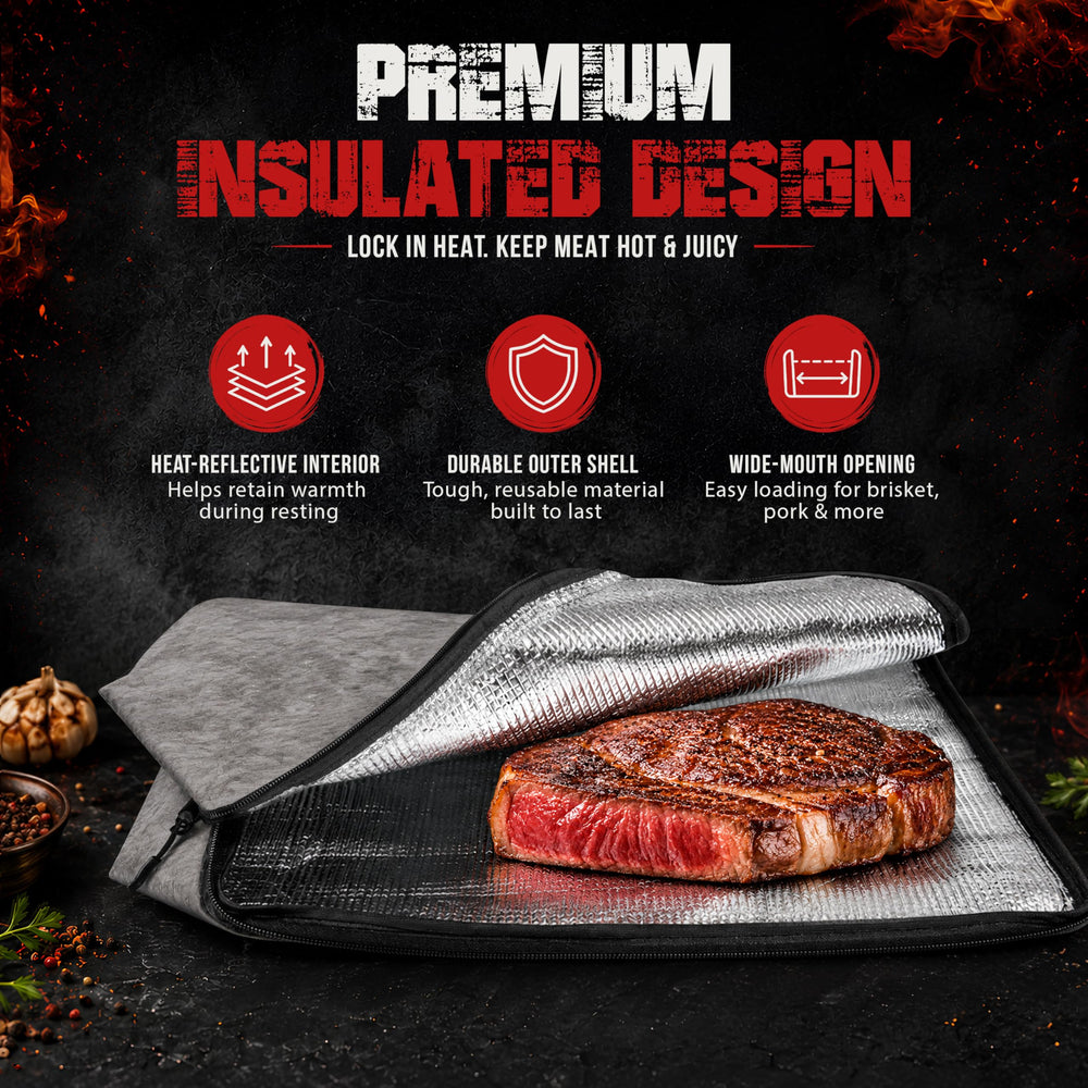 Jibarish bag holding full brisket to preserve temperature and moisture