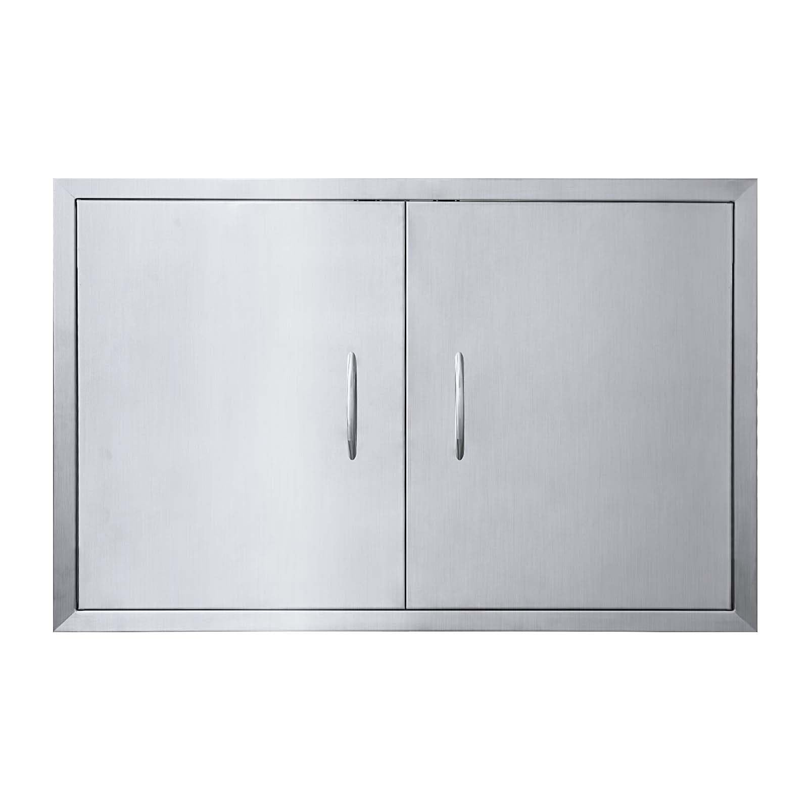 JIE JIN front view of double doors showing durable brushed stainless finish and clean look