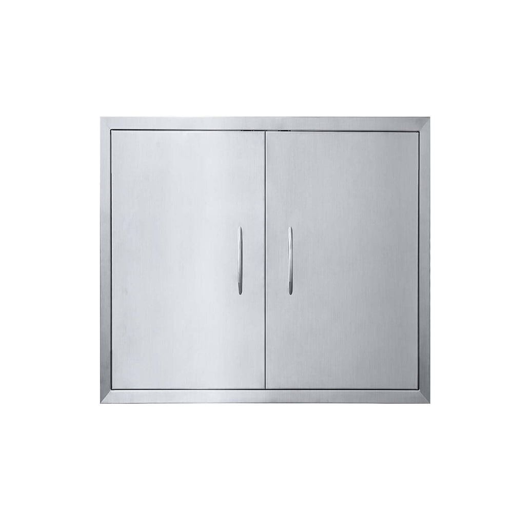 JIE JIN front view of double stainless steel doors showing clean fit and curb appeal