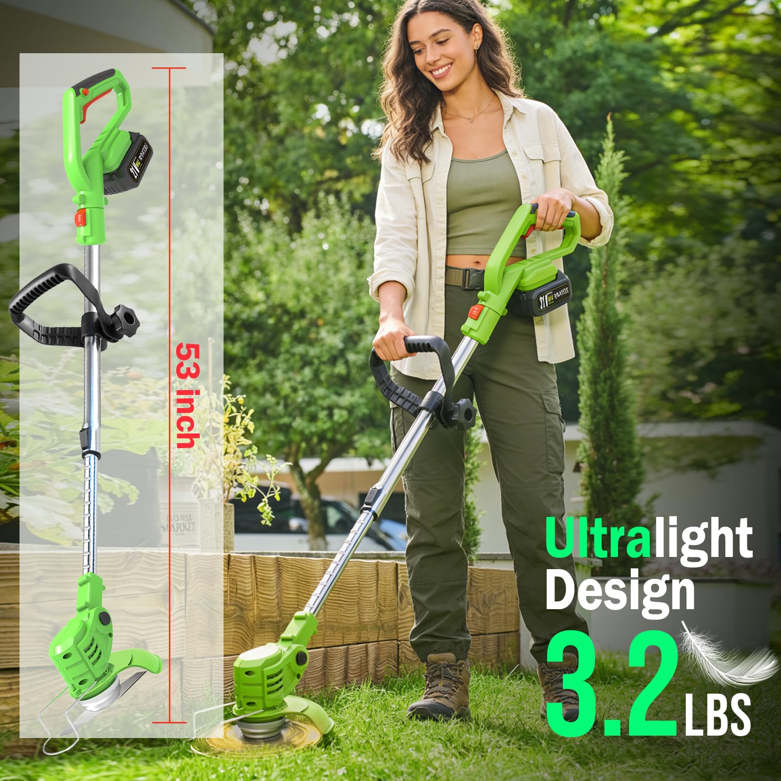 JIEKERUOYU pivoting cutting head detail illustrating multi‑angle trimming capability