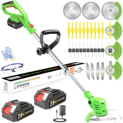 JIEKERUOYU front view showing whole cordless weed wacker, clear benefit of compact storage