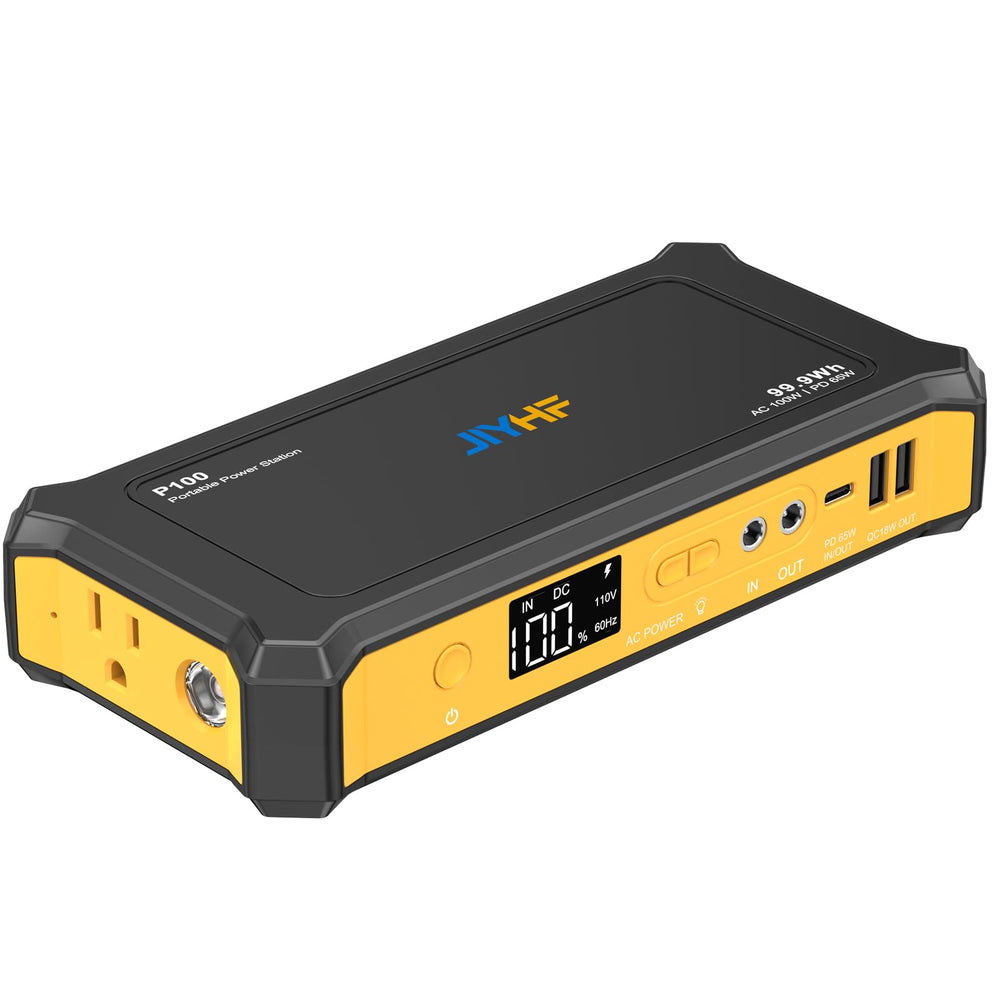 JIYHF front view showing compact travel-ready power station for convenience