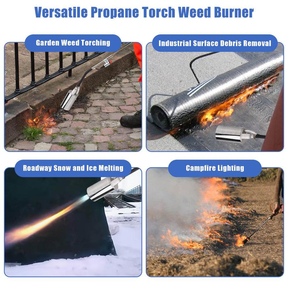 Jiimee torch used in yard setting showcasing versatile outdoor maintenance tasks