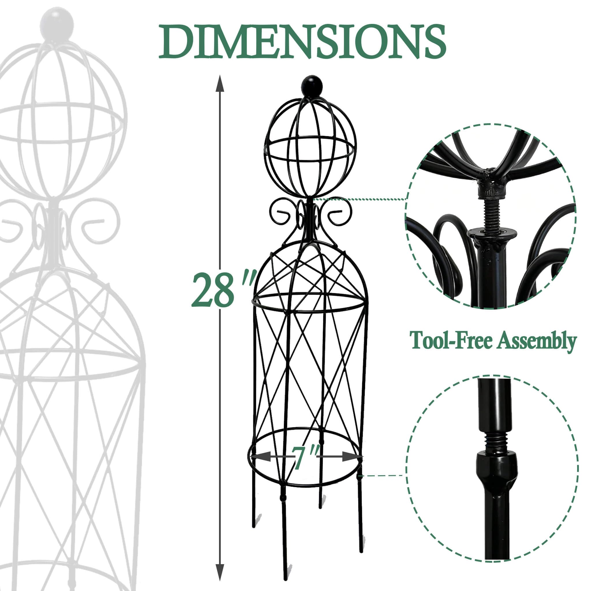 JILLSKY close-up of geometric sphere finial highlighting sculptural garden decoration benefit