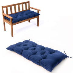 JimysCo front view of navy loveseat cushion showing neat tufting and clean edges for visual appeal