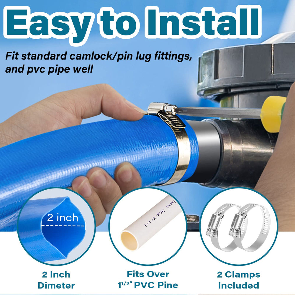 Detail of Jin&Bao stainless steel clamp securing hose showing leak-free attachment benefit