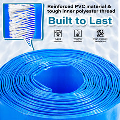 Jin&Bao hose connected to pool filter during backwash showing secure water discharge benefit