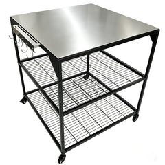 JIN BETTER GRILL PARTS front view showing sturdy tabletop and shelves, durable prep surface