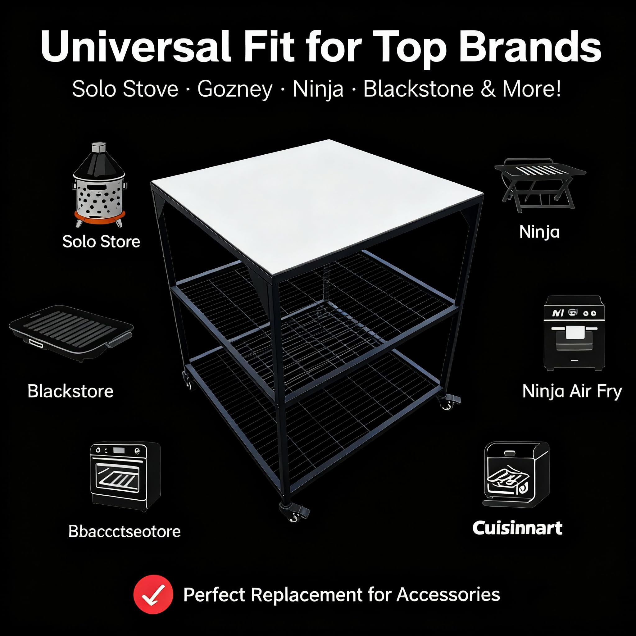 JIN BETTER GRILL PARTS in use with a Blackstone grill, practical outdoor workstation benefit
