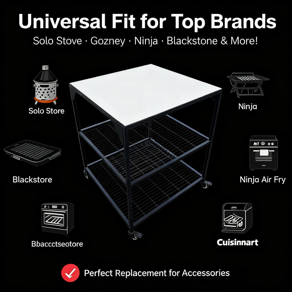 JIN BETTER GRILL PARTS in use with a Blackstone grill, practical outdoor workstation benefit
