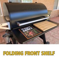 JIN BETTER GRILL PARTS shelf folded up saves space and keeps walkway clear