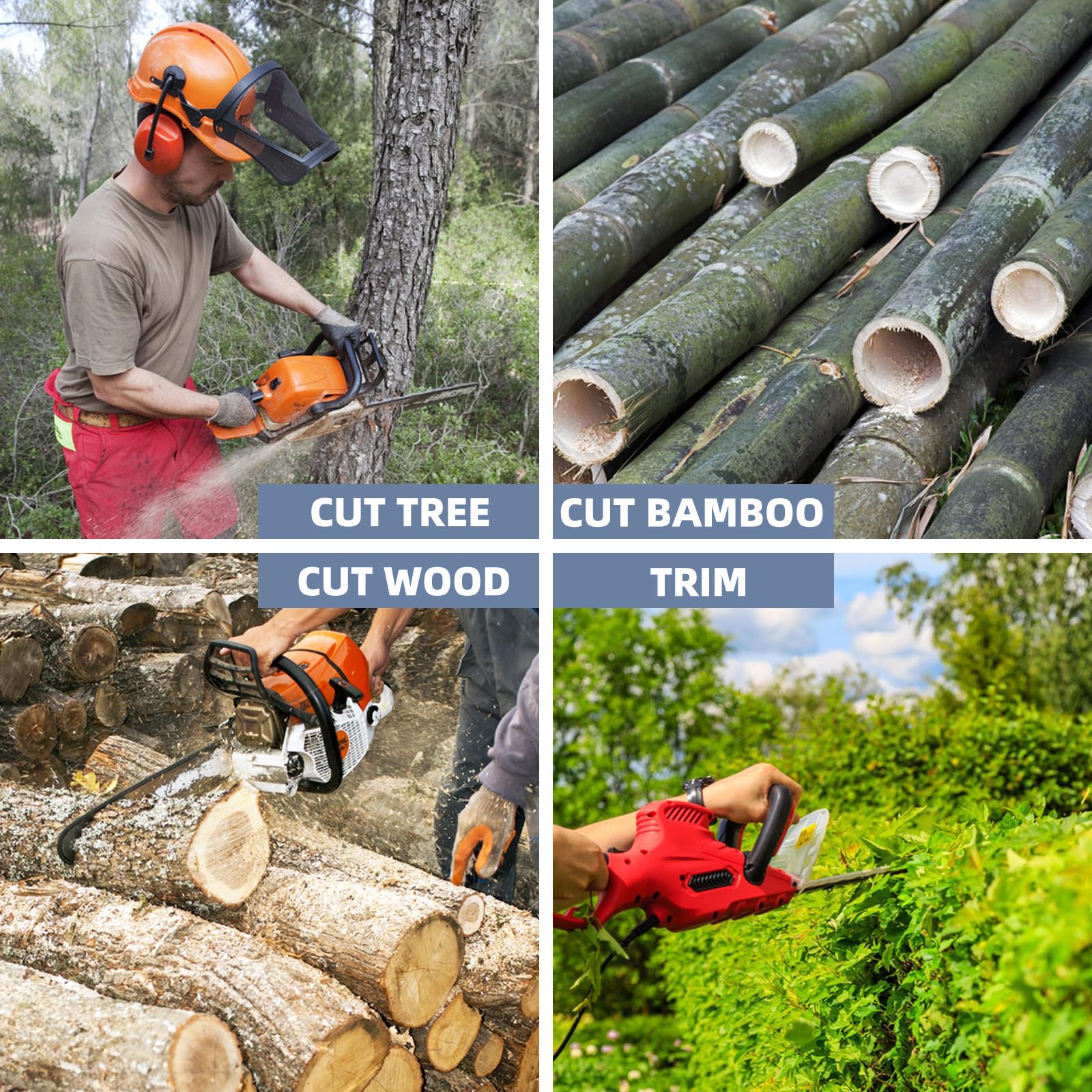 JINFFR equipped chainsaw cutting a log showing performance and practical use