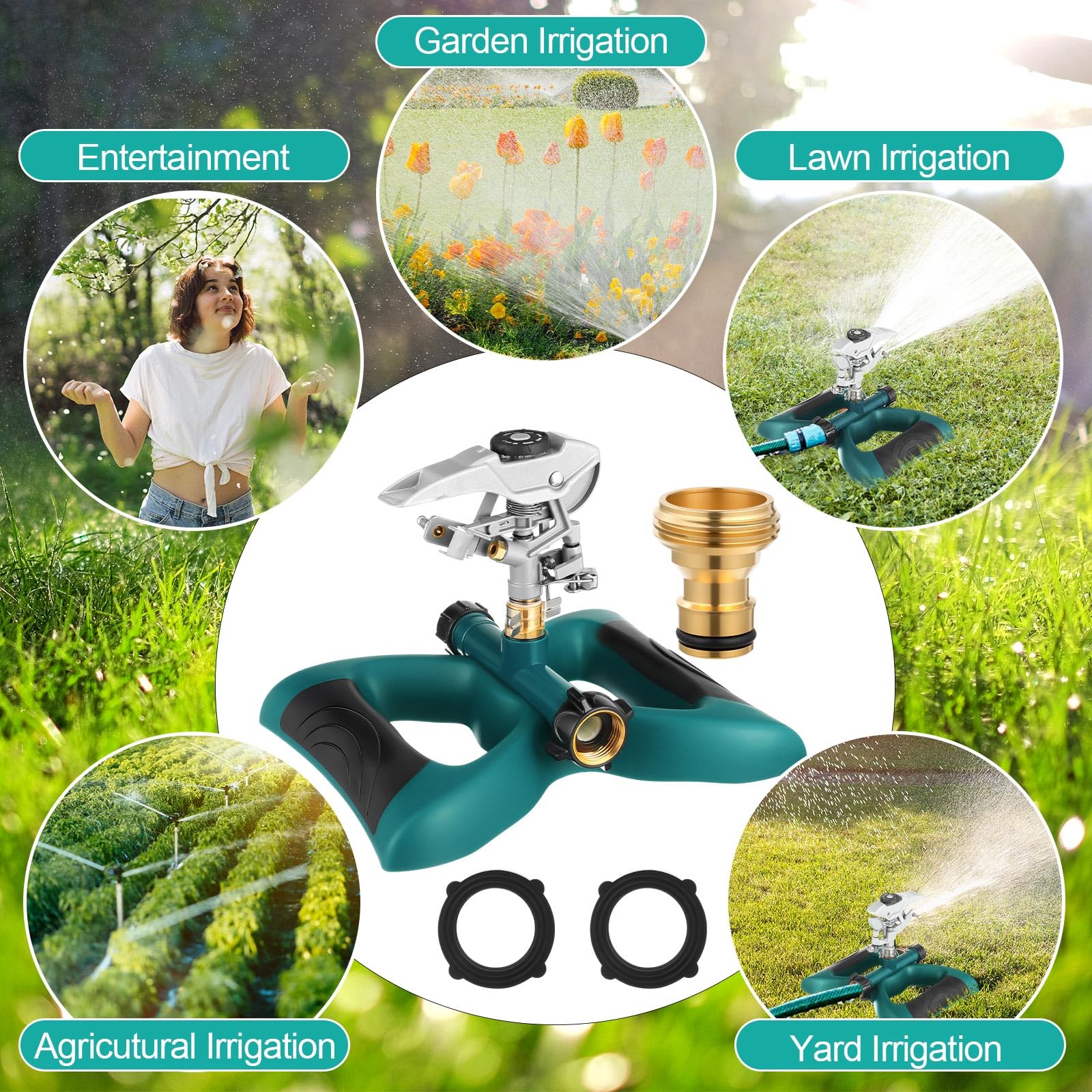 Jingmore pulsating spray pattern capturing adjustable distance and arc coverage