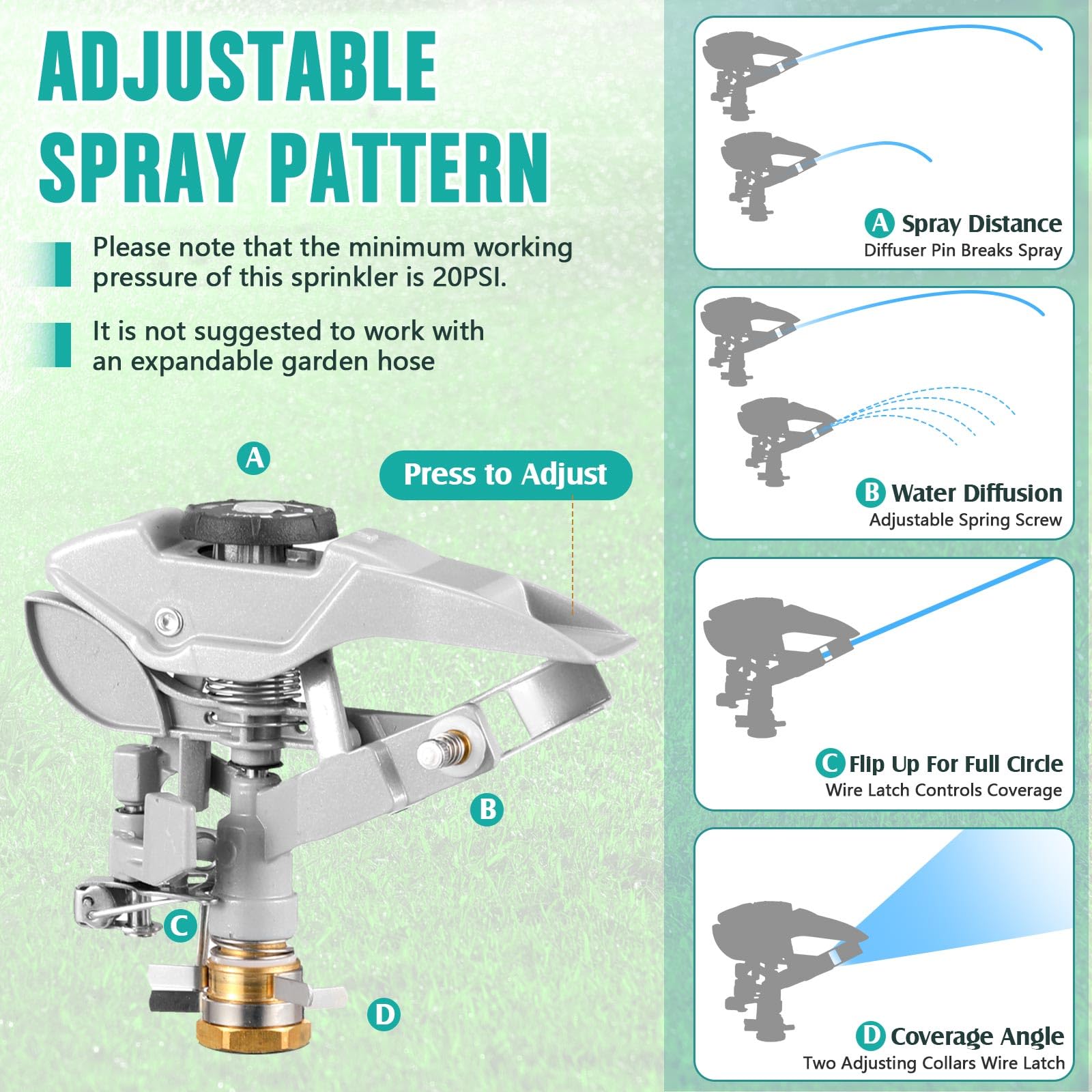 jingmore weighted metal base detail, provides stability on uneven lawn surfaces