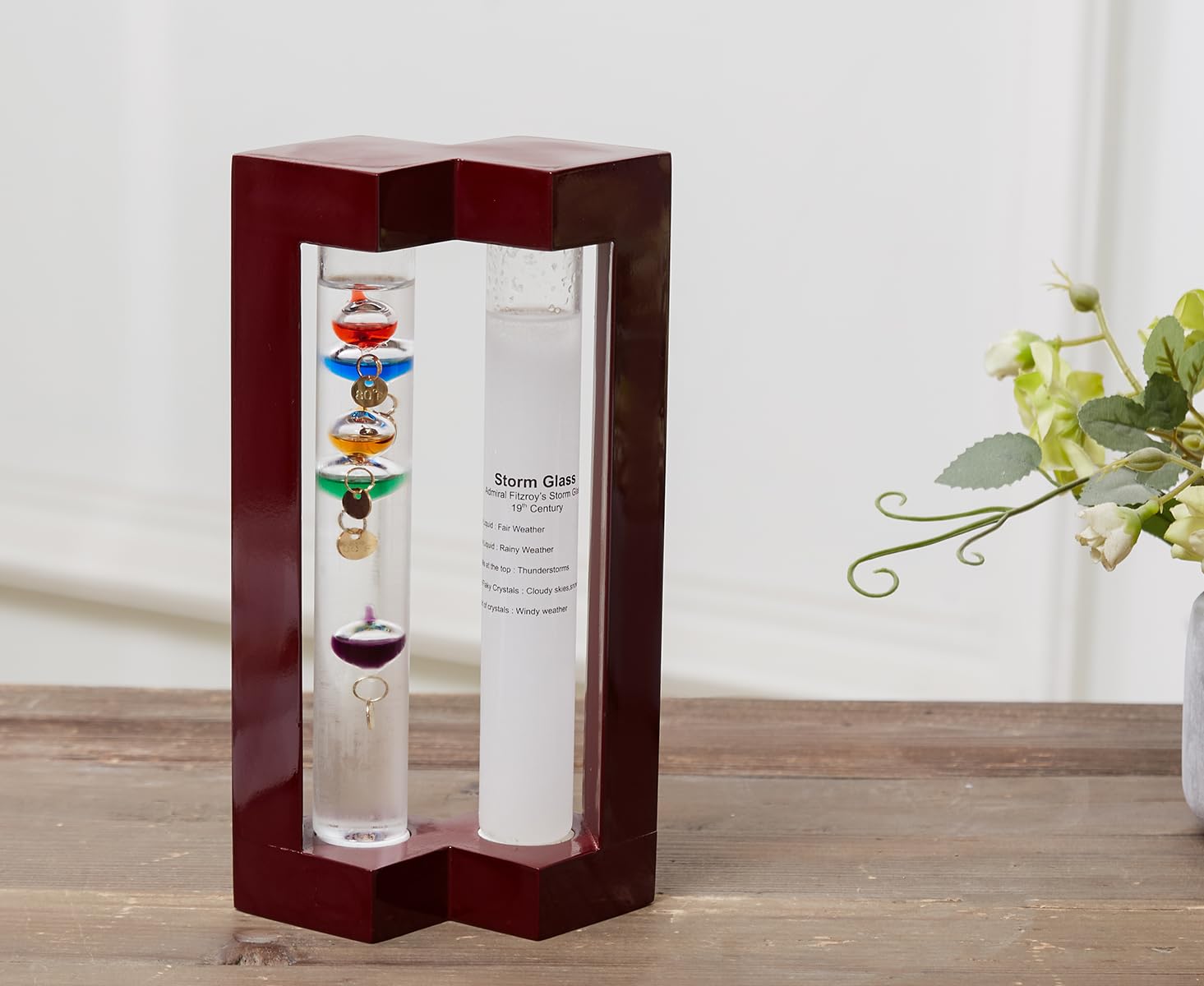 JINGYUE close-up of Galileo thermometer spheres showing clear temperature cues