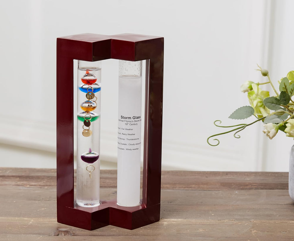 JINGYUE close-up of Galileo thermometer spheres showing clear temperature cues