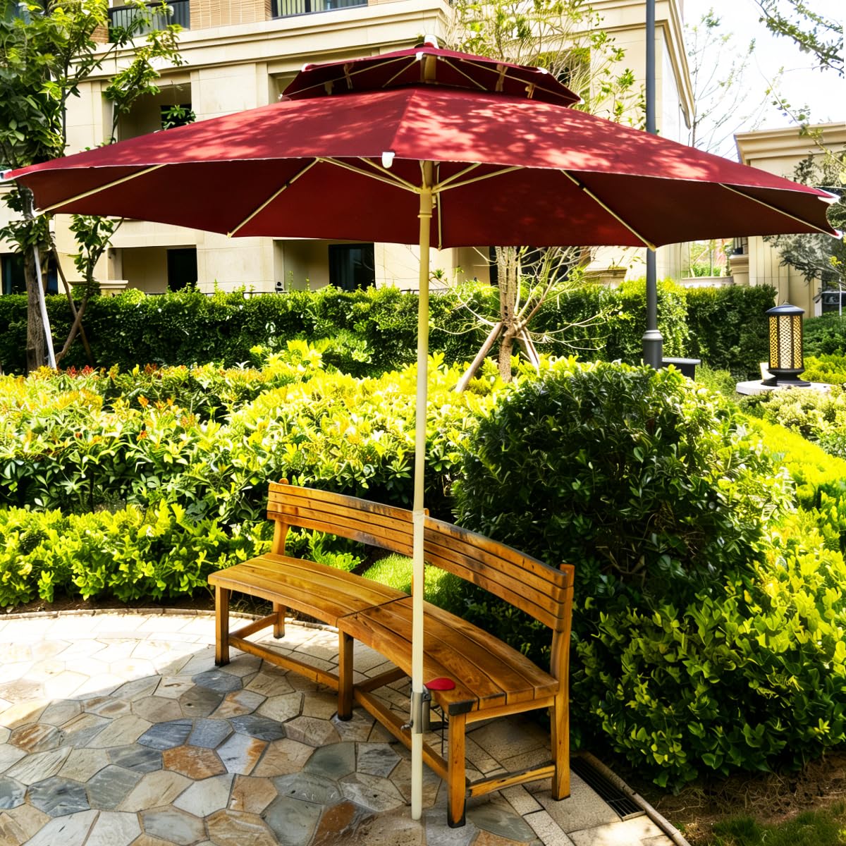 JINHAN clamp tilted toward sunset demonstrating adjustable angle for better shade