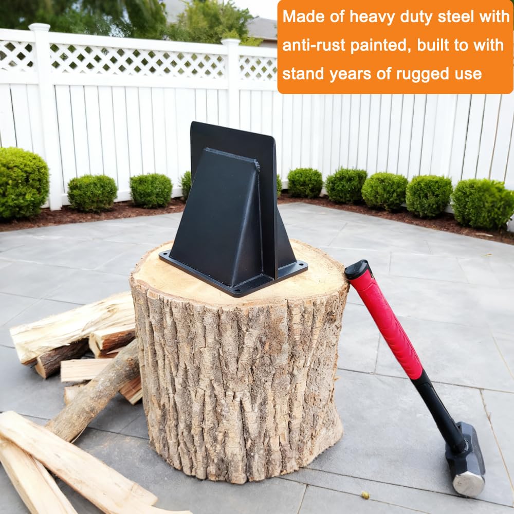 JINHAN mounted on a stump illustrating secure setup for safer hammer strikes