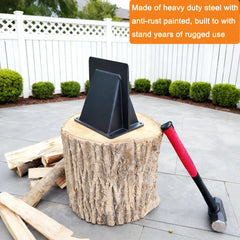 JINHAN mounted on a stump illustrating secure setup for safer hammer strikes
