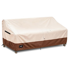 Jin Hrtoyi front view of 3-seater cover protecting patio sofa