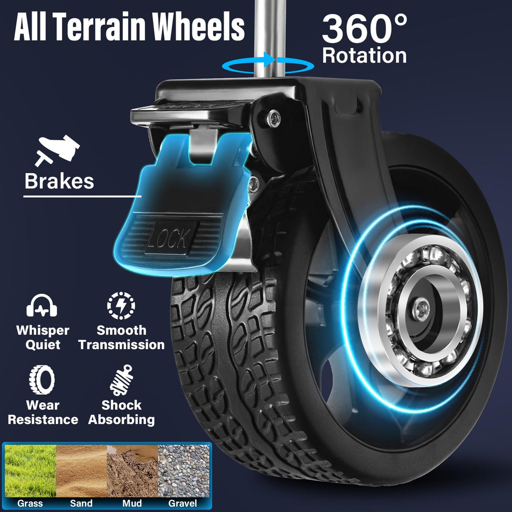 JINIHFW wagon wheel closeup highlighting all-terrain tread and traction benefit