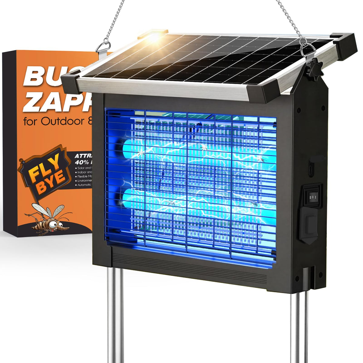 Jinyeda front view on patio showing insect control and bright UV light benefit