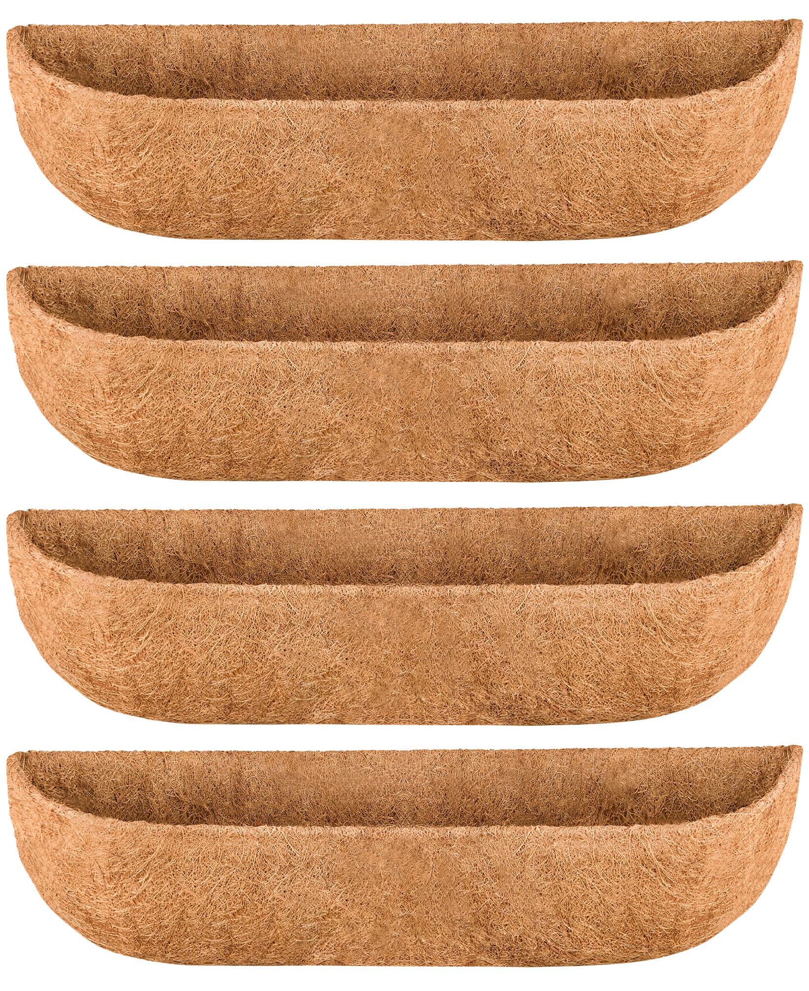 JINYICOCO front view of 4-pack 30-inch liners, durable natural planter protection