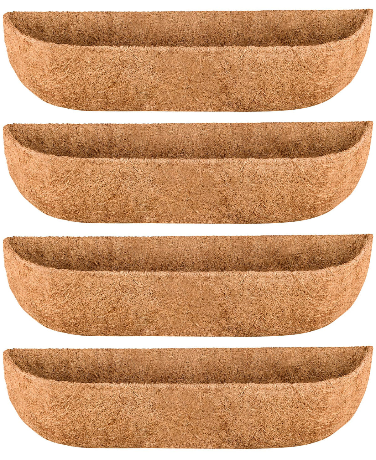 JINYICOCO front view of 4-pack 30-inch liners, durable natural planter protection