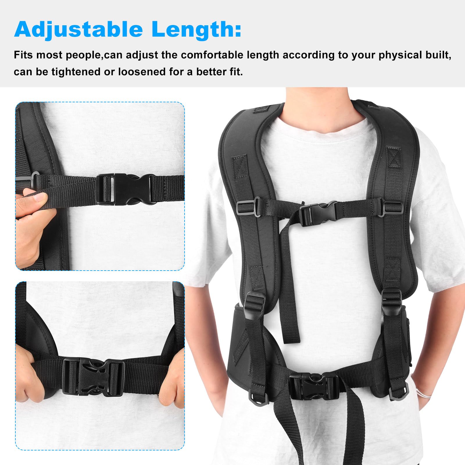 JIOTAR harness worn during garden spraying showing hands-free operation benefit