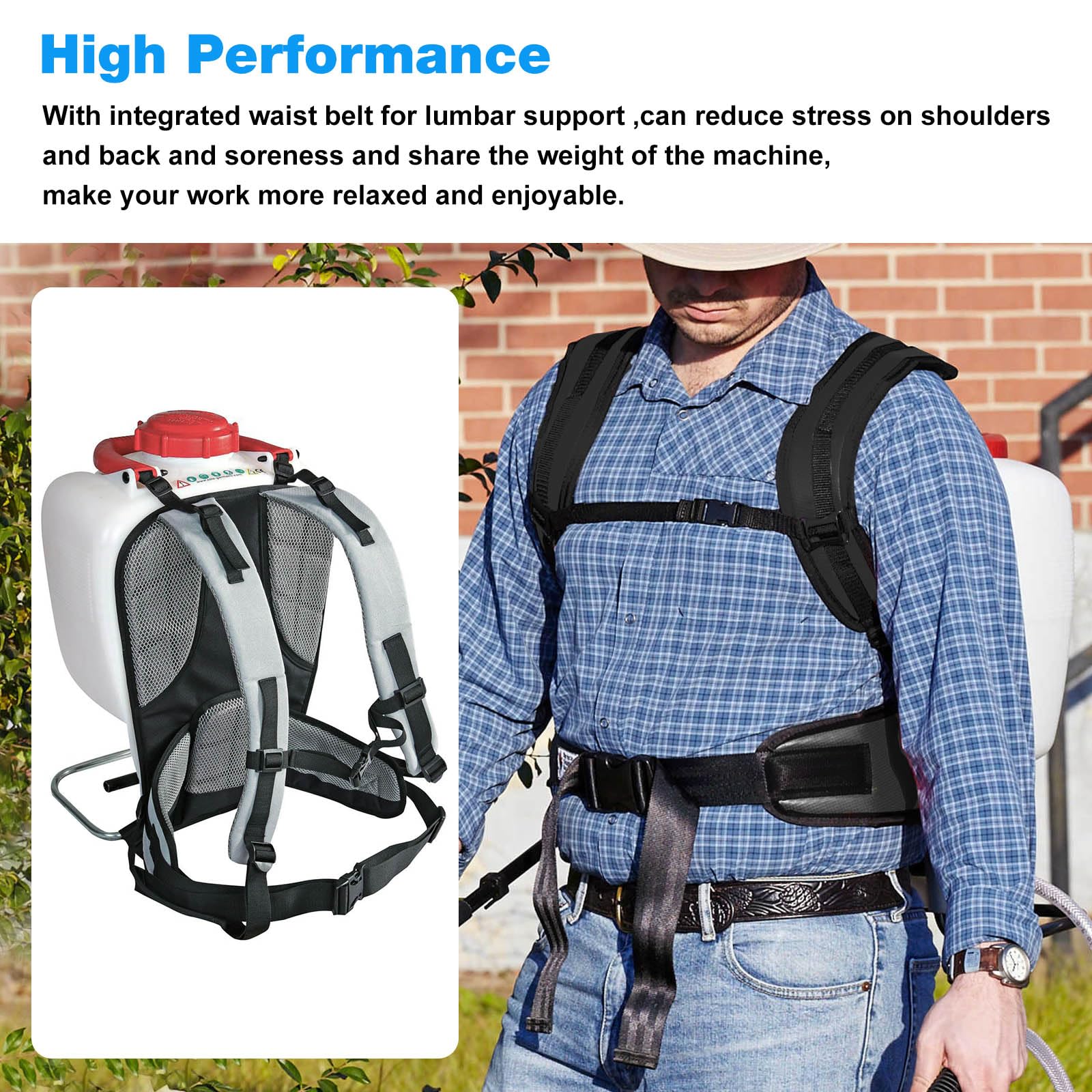JIOTAR waist belt detail showing lumbar support and reduced back strain