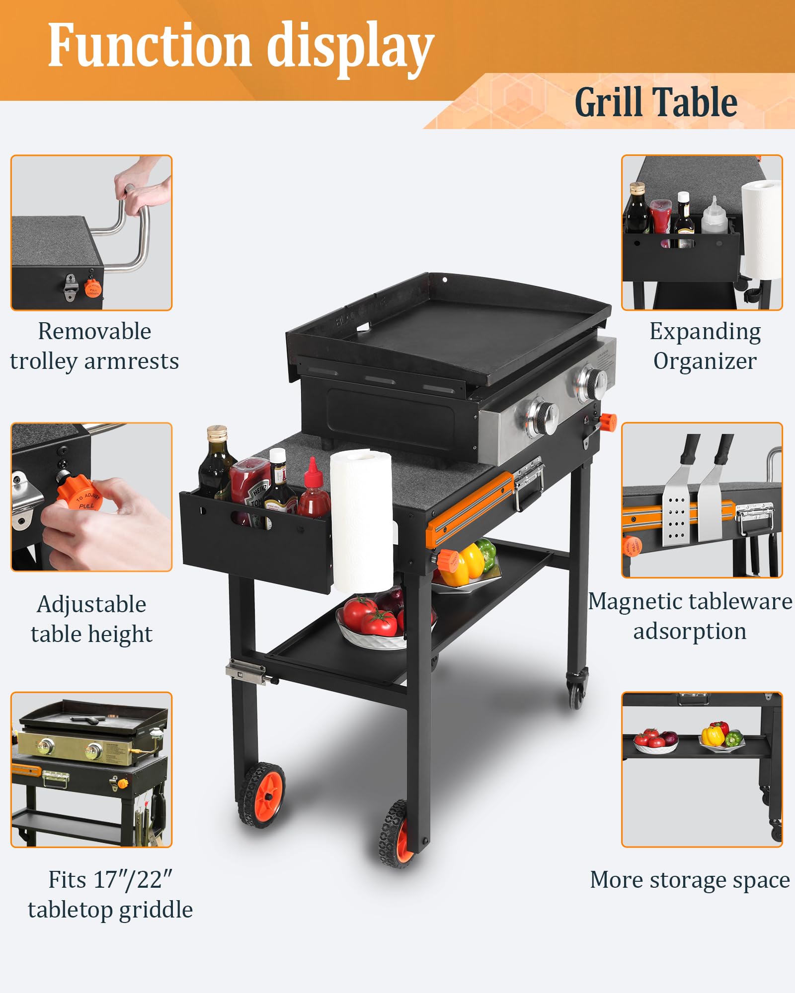JiRiCHMi griddle mounted on stand during outdoor cook showing sturdy support