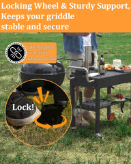 JiRiCHMi caster wheel and lock detail providing secure positioning benefit