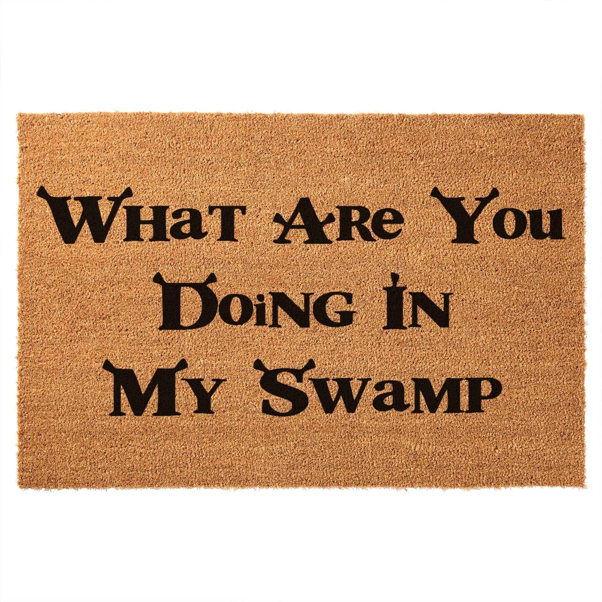 JiXianJu front view of doormat showing welcome swamp design and clear print benefits