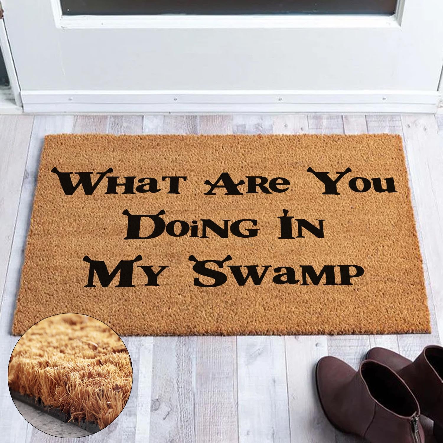 JiXianJu doormat in use on a porch demonstrating dirt-trapping and curb appeal