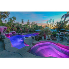 J&J Electronics lamp installed in pool showing colorful ambience and safety benefit