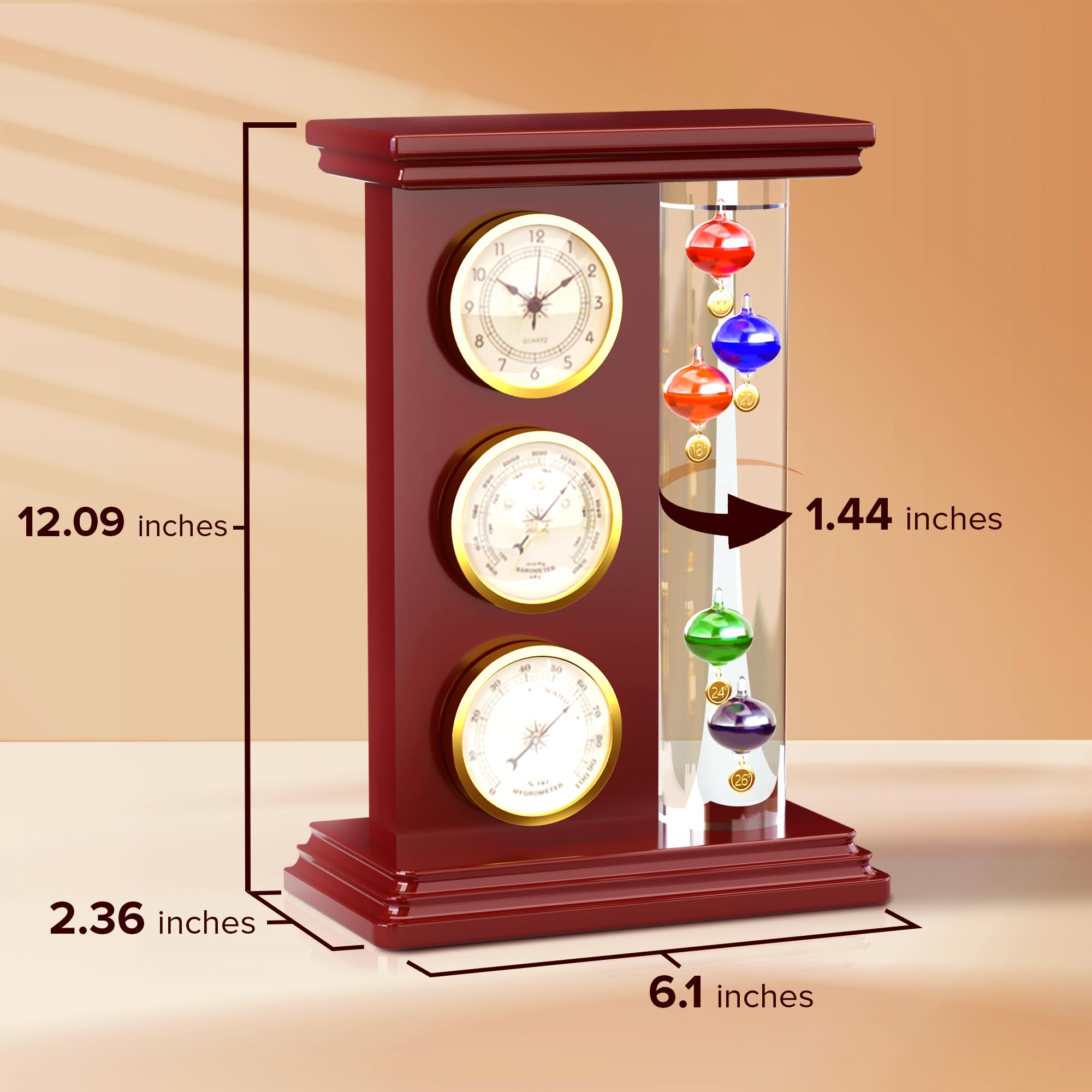 JJ HOME GOODS analog clock barometer and hygrometer cluster for easy weather tracking