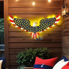 JJALIGHTS front view of metal eagle showing bold patriotic silhouette and curb appeal