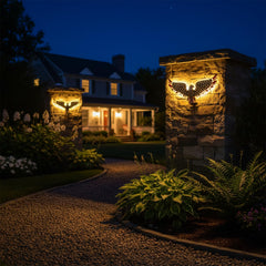 JJALIGHTS lit at night with warm LEDs creating inviting ambiance