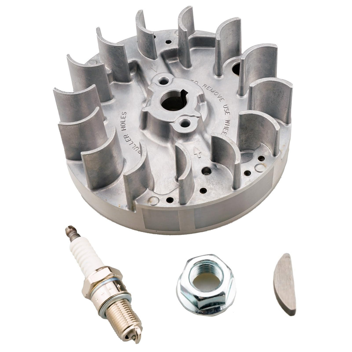 JJing flywheel front view showing mounting face and smooth finish for reliable fit