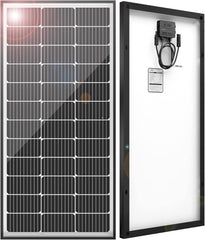 JJN 100W panel front view showing slim profile and high-efficiency cells