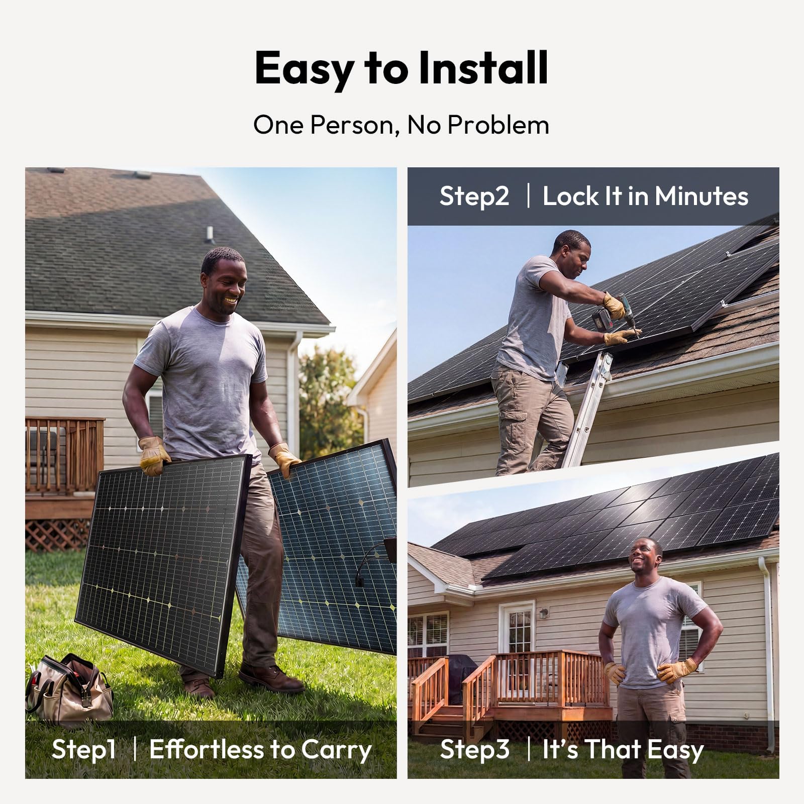JJN packaged panel with label showing ready-to-install condition and warranty