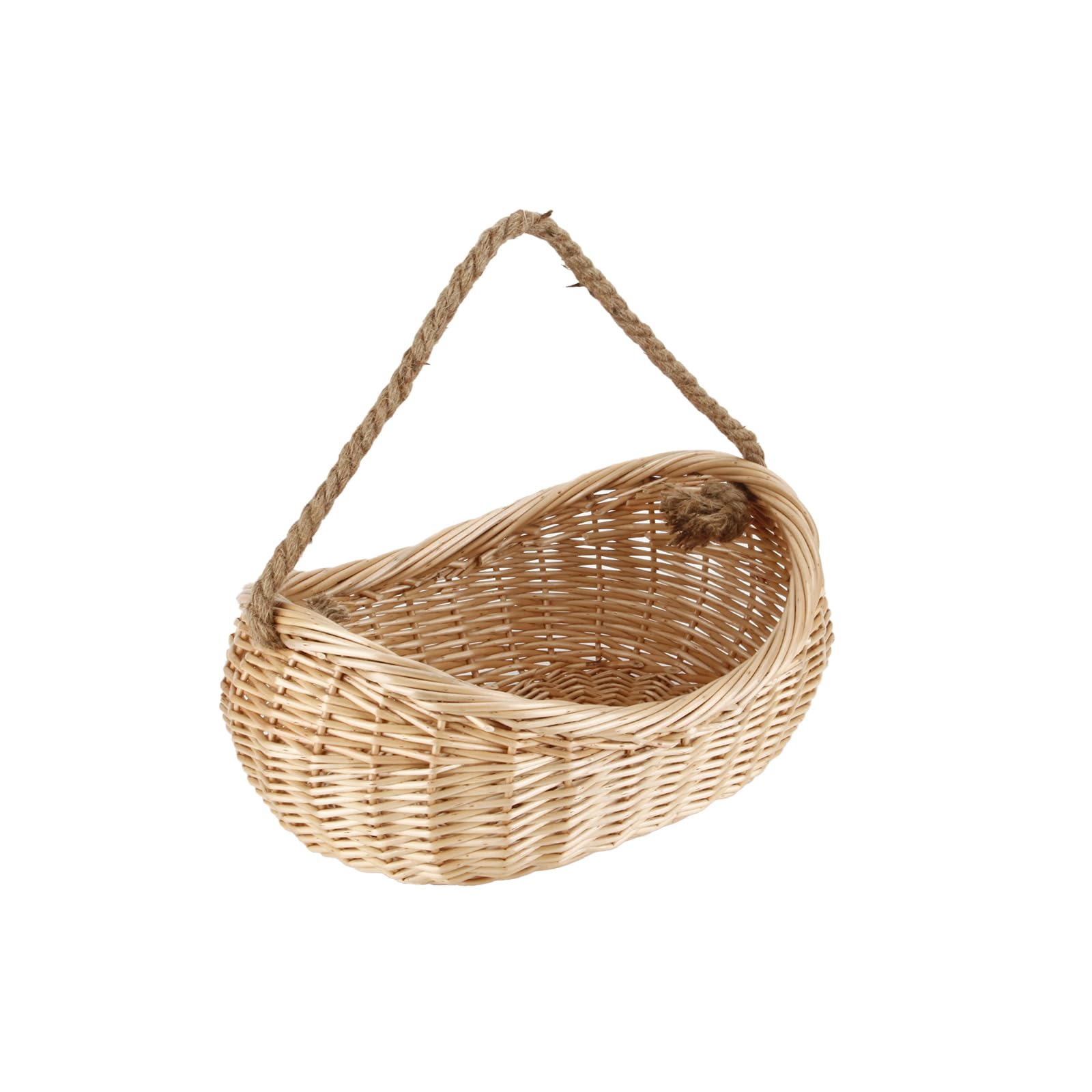 JJSQ front view of wicker basket showing roomy interior and natural look