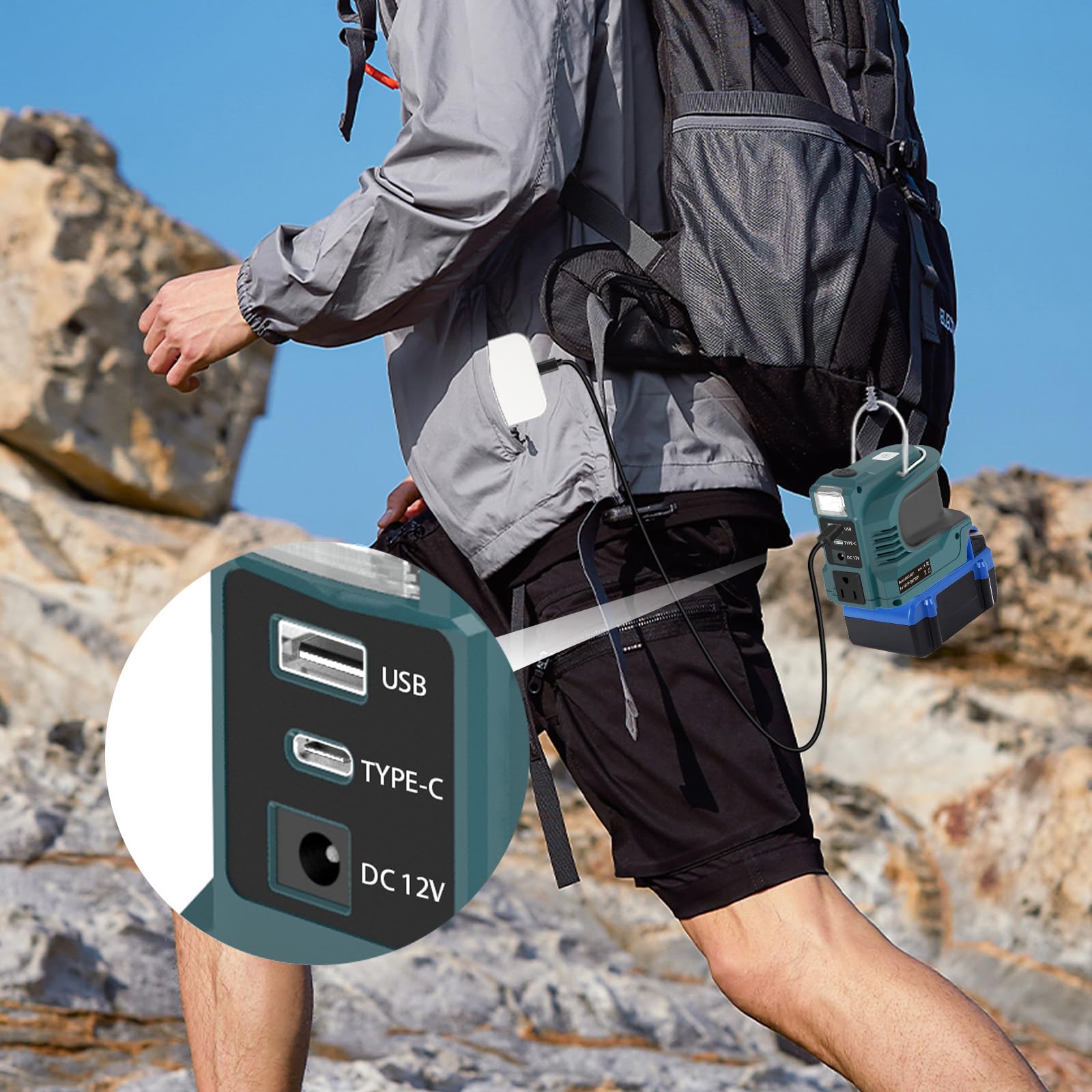 JJXNDO beside a smartphone showing compact size and portability